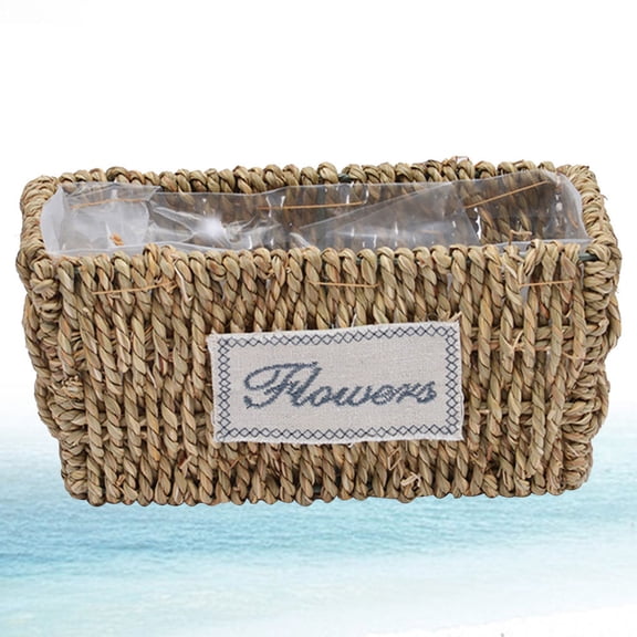 Masteelf Light Brown Wicker Flowerpot Basket for Home Garden Decor Pastoral Style Handwoven 7.5 Inches