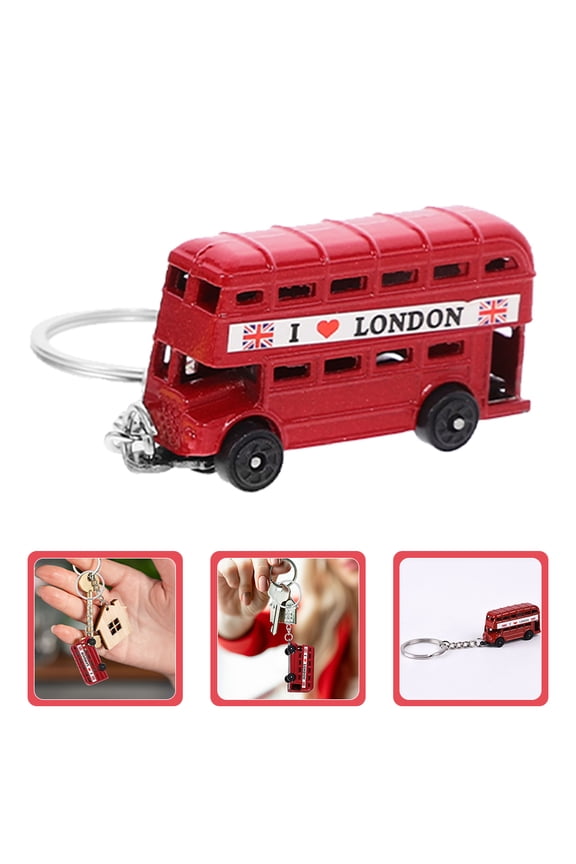 London Bus Keychain Iconic Souvenirs Keyring Travel Miss Red