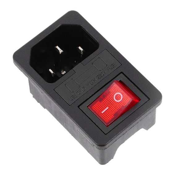 Masteelf Male AC Power Plug Socket 3-Pin Power Inlet 10A 250V with Rocker Switch
