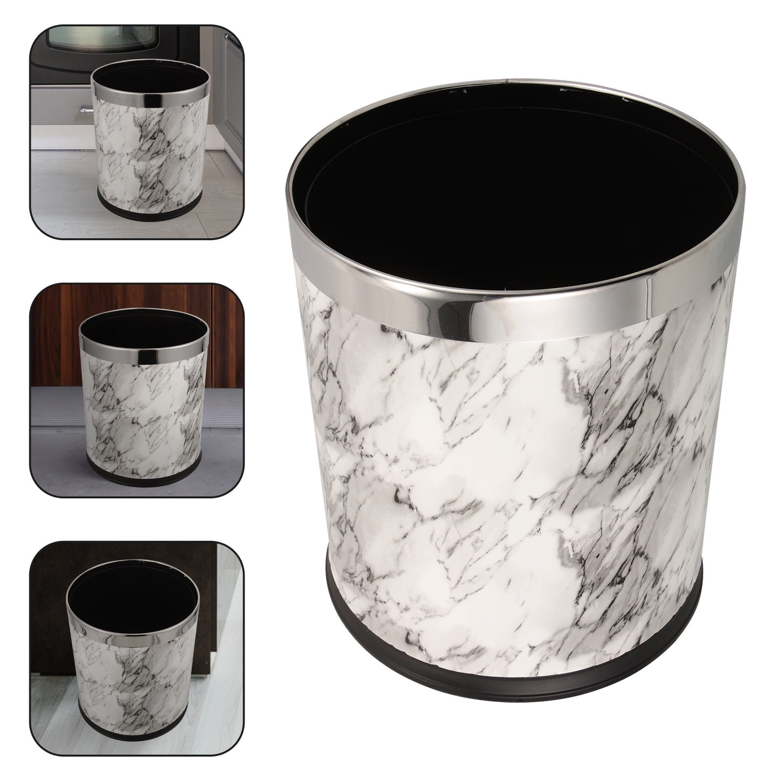 Masteelf Marble Pattern Trash Can Bathroom Waste Bin Waste Paper Basket ...