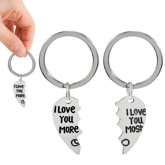 Matching Couple Keychains with Heart Shaped Puzzle Design for Boyfriend Girlfriend Made of Alloy Silver Tone