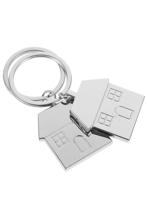 Matching Keychains Home Shaped House Decoration Warming Silver