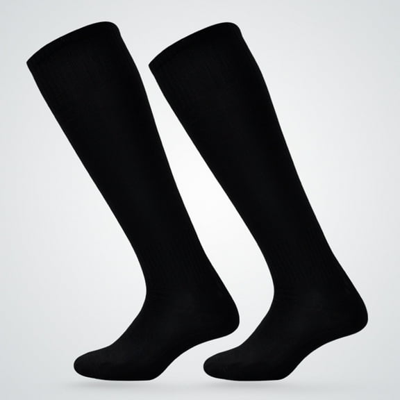 Masteelf Men's Youth Sports Anti-Slip Long Football Socks, Athletic Soccer Socks in Solid Black, One Size Fits All
