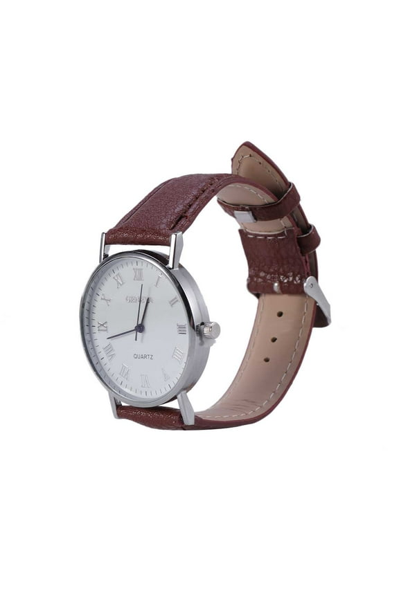 Men's Quartz Watch Fashion Casual Trendy Student Business Watch Casual Men's Watch (Brown Belt White Surface)