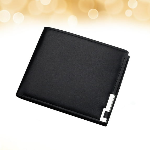 Masteelf Men's Wallet PU Leather Billfold Fashionable Iron Holder Purse Short Wallet (Black)