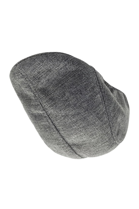 Men's Grey Flax Newsboy Beret Hat, Cabbie Driving Cap with Sunscreen Peaked Design