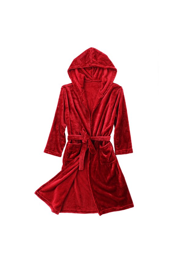 Mens Robes Lightweight Bathrobe for Satin Dorm Male Miss Red