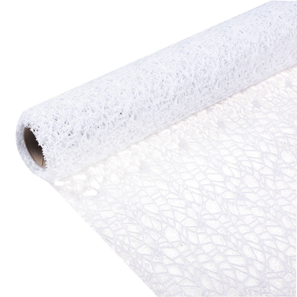 Masteelf Mesh Ribbon Roll Spider Web Ribbon Net Jute Mesh Trim Ribbon Gauze Roll for DIY Craft Flower Gift Packaging Door Curtain Background ( White )