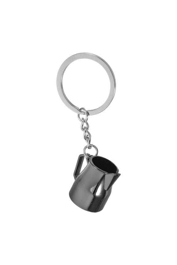 Metal Coffee Pitcher Pendant Unique Coffee Tool Keychain For Car Keys Handbag Charm Latte Art Pitcher Keyring For Store Anniversary Present