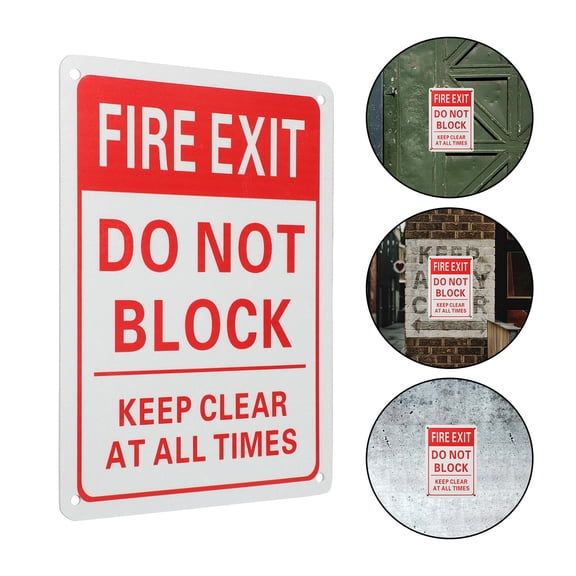 Masteelf Metal Fire Exit Sign Do Not Block Sign Warning Sign Fire Exit Warning Sign Supermarket Fire Exit Sign
