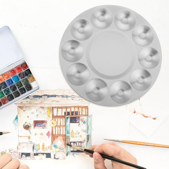 Masteelf Metal Palette Paint Palette Tray Watercolor Palette Paint Pigment Mixing Palette Watercolor Palette Tray Multi-grid Color Mixing Palette for Model Coloring