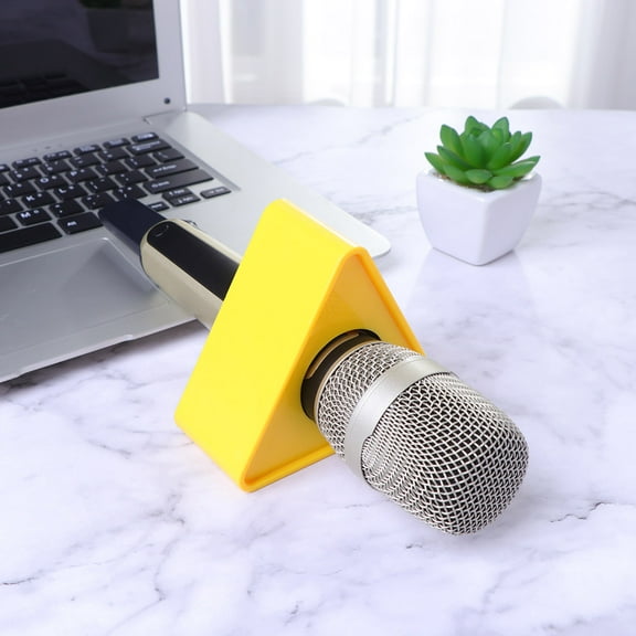 Masteelf Mic Logo Flag for Professional Interview Microphone Use ABS Material Yellow Color Simple Design Durable 3.5 Inches