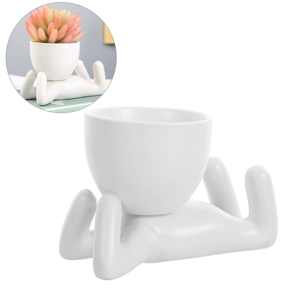Masteelf Mini Ceramic Flowerpot Indoor Plants Miss Office 11.5X8cm White