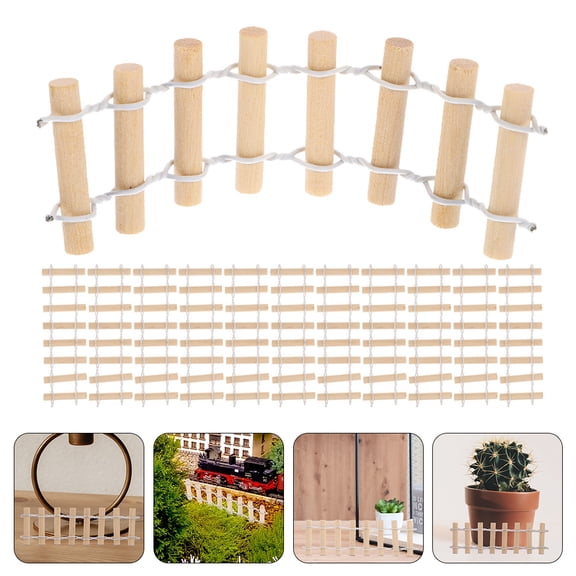 Masteelf Mini House Decor Fence for Decoration Beige Synthetic Material Won't Deform Easily 12Pcs