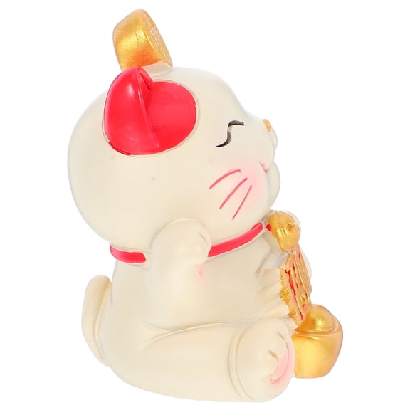 Masteelf Mini Resin Maneki Neko Cat Ornaments Lucky Wealth Waving Arm Cat Decoration for Home Car Office Decoration Supplies
