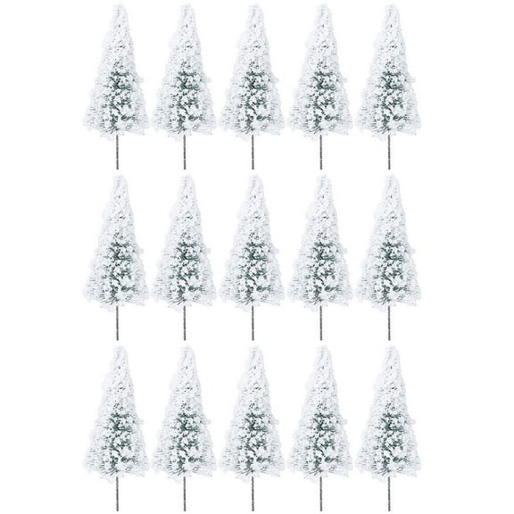 Masteelf Mini White Cedar Tree Model for Decor 15pcs Safe Wire and Sponge Perfect for Landscape