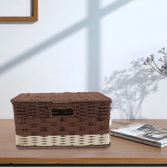 Toddmomy Woven Baskets for Storage Coffee Paper Rope 1Pcs 13.5x8.9x6.7in