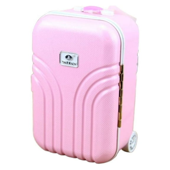 Masteelf Pink Plastic Piggy Bank Money Box for Kids with Mini Luggage Design and Coin Slot 1pc