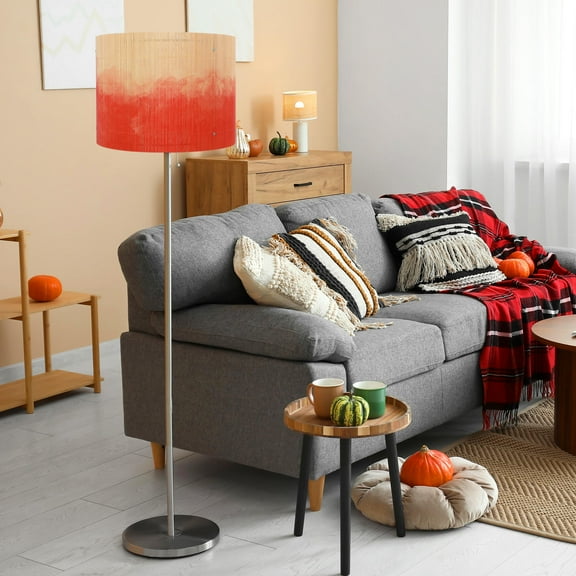 Masteelf  Modern Lamp Shade Bamboo Lampshade Decorative Wicker Cylindrical Red