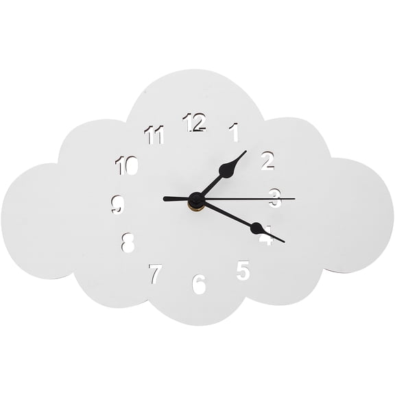 IDEANATEGRATE Decorative White Wood Wall Clock Nordic Style Cloud Shape Silent Wall Hanging Clock