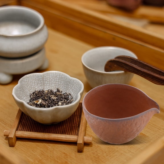 Masteelf Mud Handheld Tea Set 10.8x8.5x6 cm Chocolate Color Traditional Ceramic Teapot for Home and Office