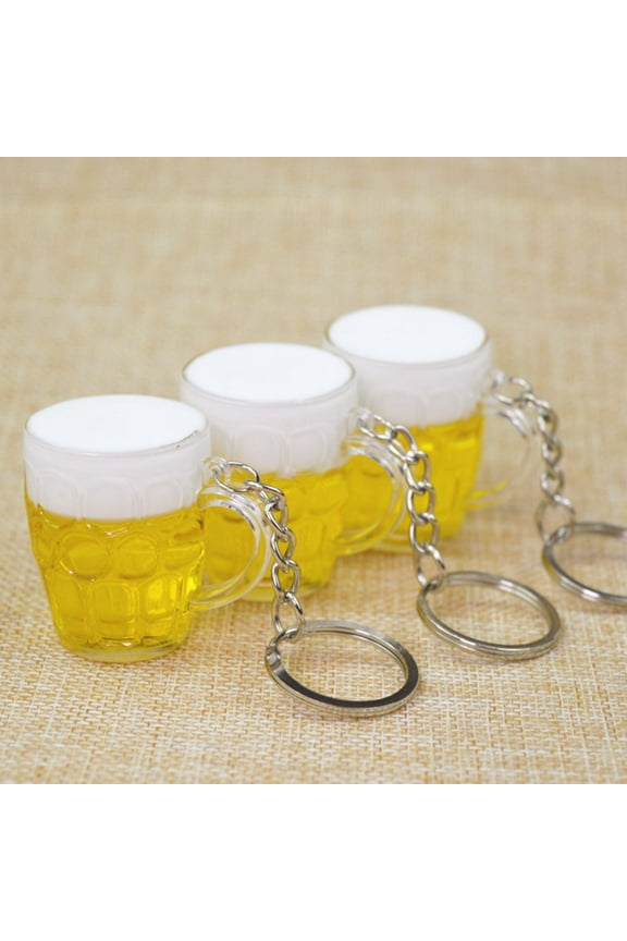 Masteelf Multi Color Mini Beer Cup Keychain Pendant Durable Acrylic and Stainless Steel Decor 4Pcs