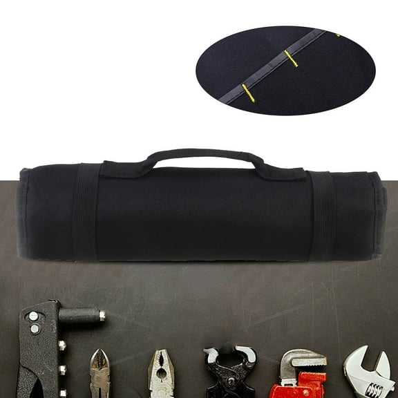 Masteelf Multi-Purpose 22-Pocket Reel Rolling Tool Bag with Oxford Cloth Material and Secure Strap Closure