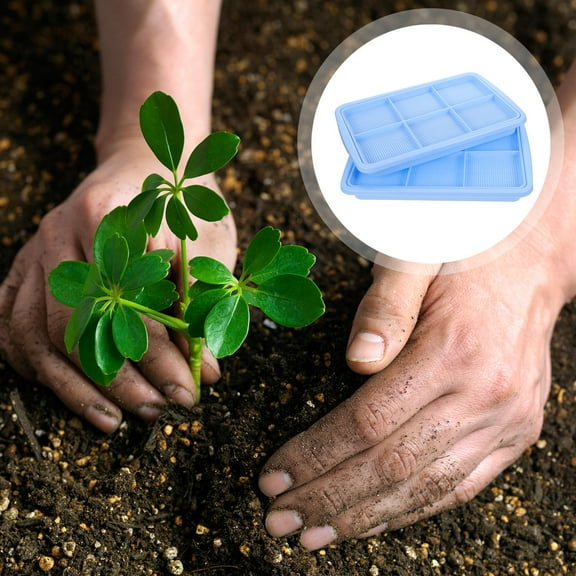 SWETRACE Planting Trays Blue Food Grade Safe Plastic For Home Use 2 Sets 11.8x7.9in