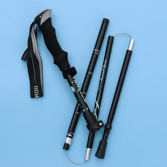 Masteelf MultiSection Folding Aluminium Alloy Trekking Pole UltraLight CrossCountry Walking Mountaineering Stick(Black)