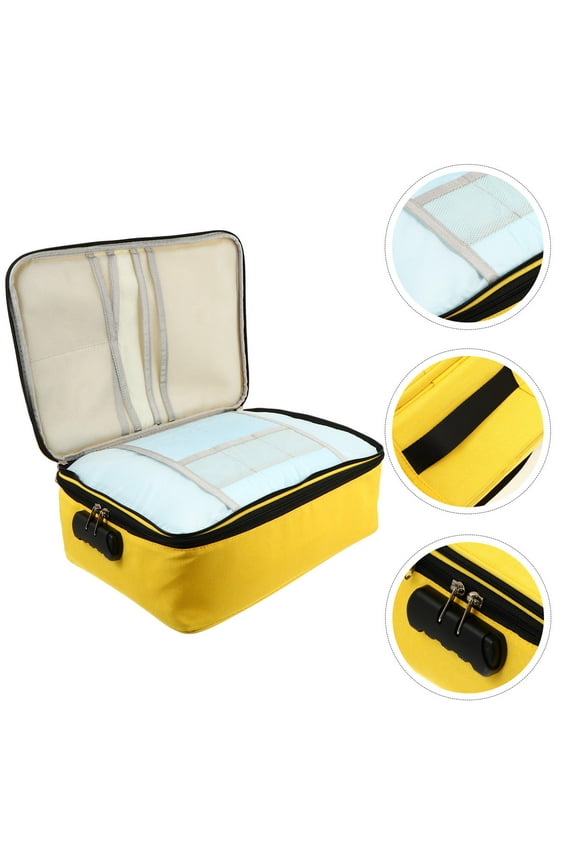 Multifunctional Pouch Certificate Storage Bag for with Lock Travel Yellow