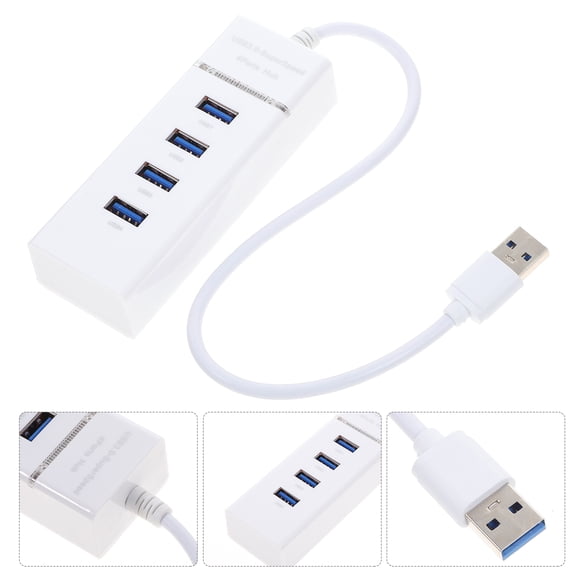 Masteelf USB 3.0 High Speed Hub with Multiple Ports for Laptop, Compact White .5x3.8cm