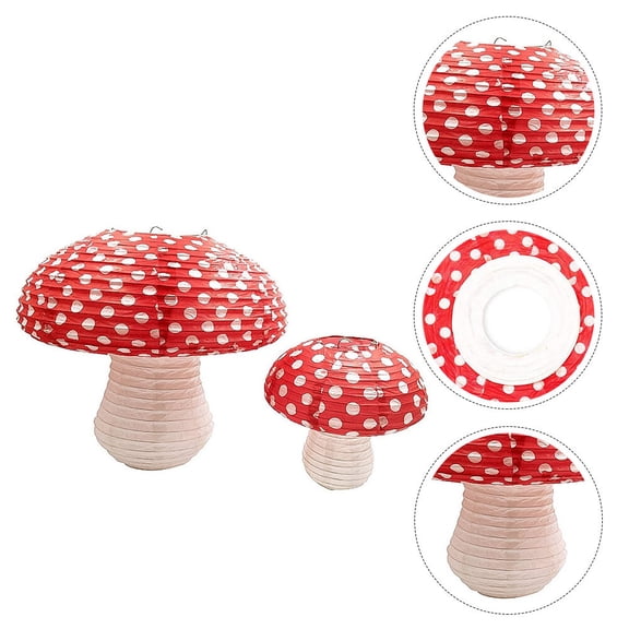 Masteelf Mushroom Shape Lanterns for Decoration with Premium Paper and Iron Material 2 Pcs Assorted Color