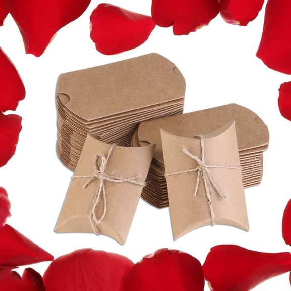 Masteelf NUOLUX Vintage Boxes Brown Shabby Rustic Wrapping Gift Candy Boxes with Rope Wedding Favor Pack of 50