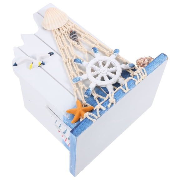 Masteelf Nautical Wood Pen Holder for Desk Multi Use Decorative Organizer Ideal for Home Office 6.5x4.5x4.5 Inches