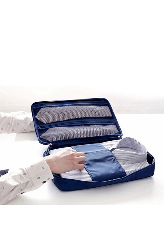 Navy Blue Fashion Multifunctional Travel Waterproof Storage Organizer Bags Portable Type Shirt Tie Finishing Package Clothes Case