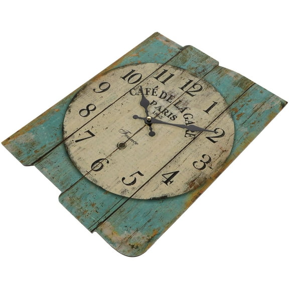 Masteelf Oversized Olive Green Wooden Wall Clock with Roman Numerals, Vintage Style Home Decor, Battery Operated Timepiece