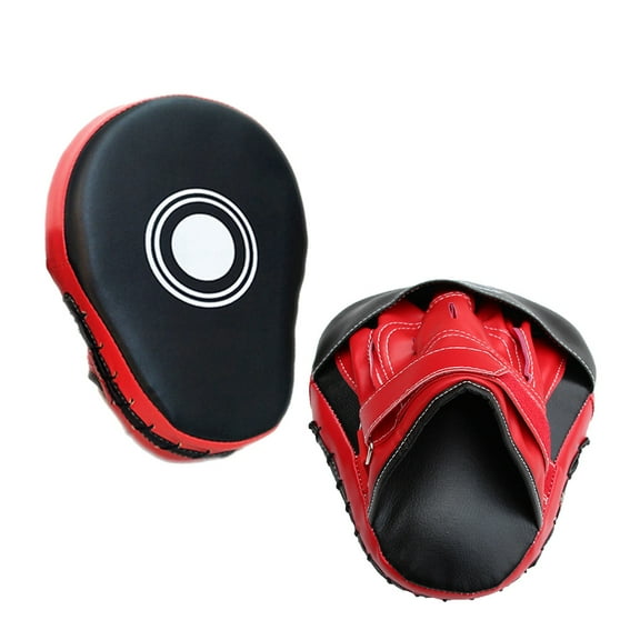 Masteelf One Pair Focus Punch Mitts PU Leather Kicking Palm Pads for Taekwondo Training Boxing Pad with Adjustable Strap Red