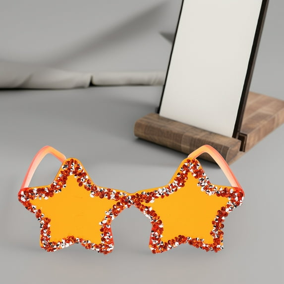 Masteelf Orange Glasses with Rhinestones for Party Stylish Sunglasses Cool Candy Colors Plastic