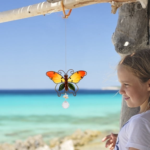 Masteelf Orange Metal Wind Chime Hanging Welcome Sign for Decoration Lightweight Durable Design