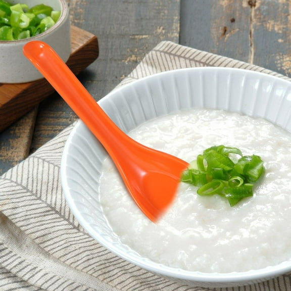 IDEANATEGRATE Serving Spoon Spoons for Soup Orange Plastic 6Pcs