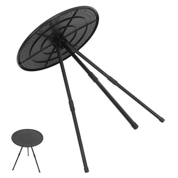 Masteelf  Outdoor Folding Table Portable Round Picnic Adjustable Black