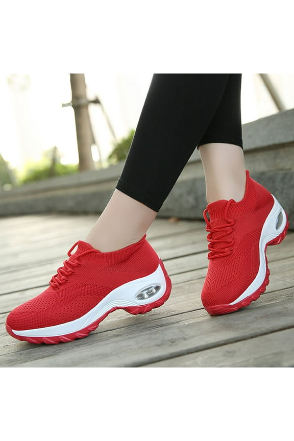 Women's Outdoor Running Shoes Cushioned Comfortable Lightweight Athletic Sneakers Red