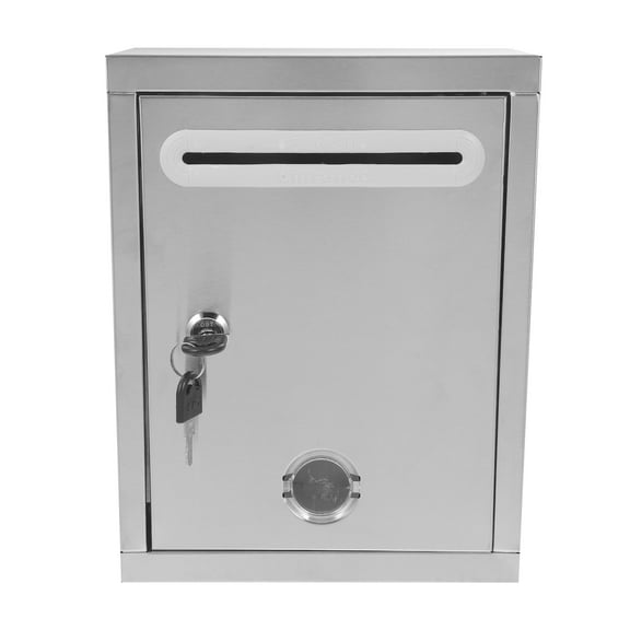 Outdoor Wall Mounted Locking Mailbox with Slot 1 Set Stainless Steel Mail Case for Outside Suggestion Box