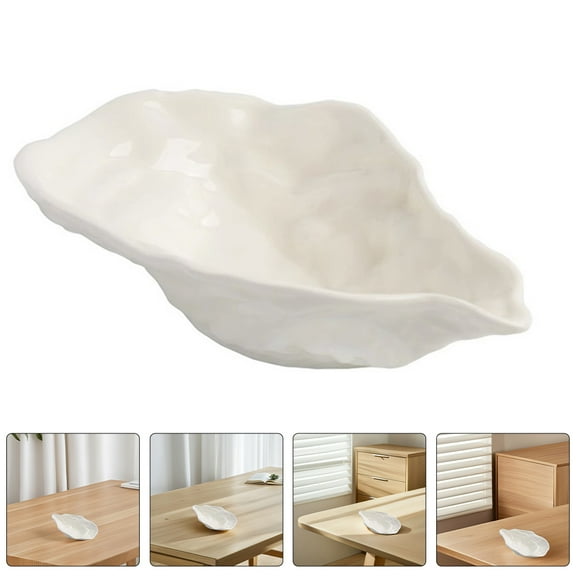 Masteelf Oyster Shell Shape Dish Fruit Salad Ceramic Appetizer Plate For Dipping Sauce Small Dish Ceramic Dessert Plate Decorative Tray (7.5 inches)