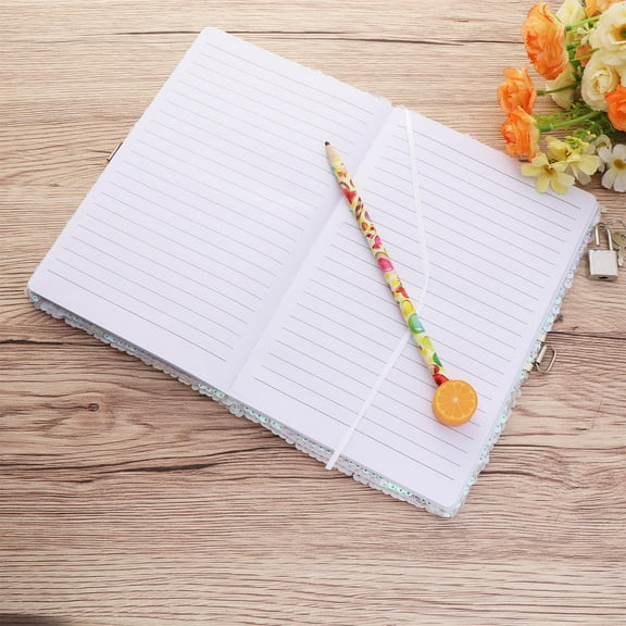 Masteelf PET Sequin Notebook Notepad Memo Notebook with Lock Note Pads Schedule Checklist for Diary Journal Travel (Light Pink)