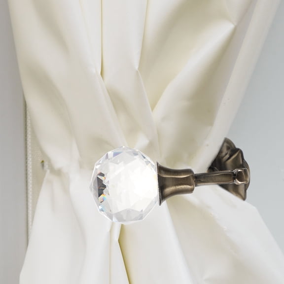 Masteelf Pair of High Grade Vintage Crystal Ball Holdbacks Curtain Clothes Hook (Antique Brass)