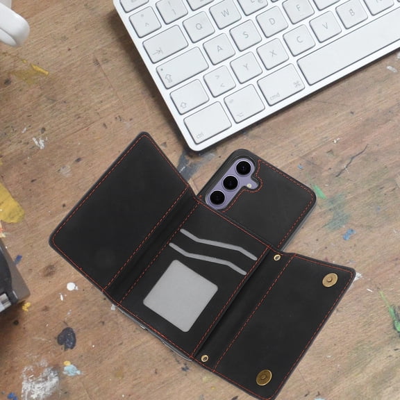Masteelf Phone Case With Integrated Card Holder Multifunctional Smartphone Cover Stand Pu Shock Resistant Tpu Protection Cover Compatible For Samsung