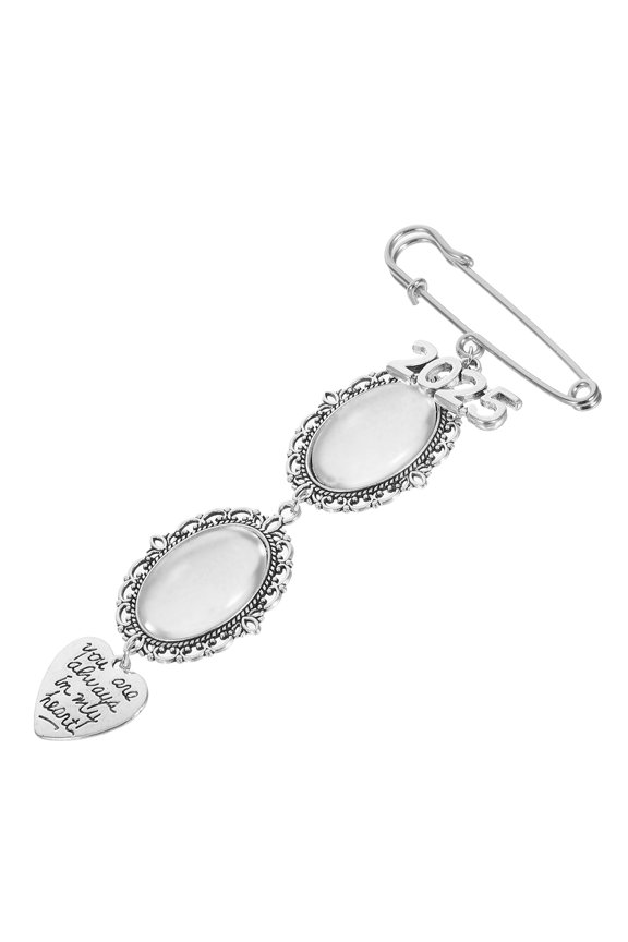 Photo Charm Gemstone Pendant Brooch 11.00X5.50X0.50CM Silver