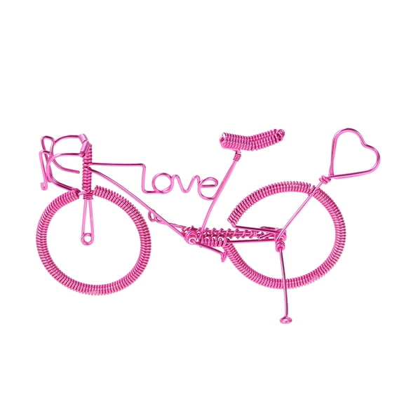 Masteelf Pink Aluminium Wire Miniature Bike Model Handmade Metal Crafts Desktop Decoration Figurine Decor 4.5 Inches