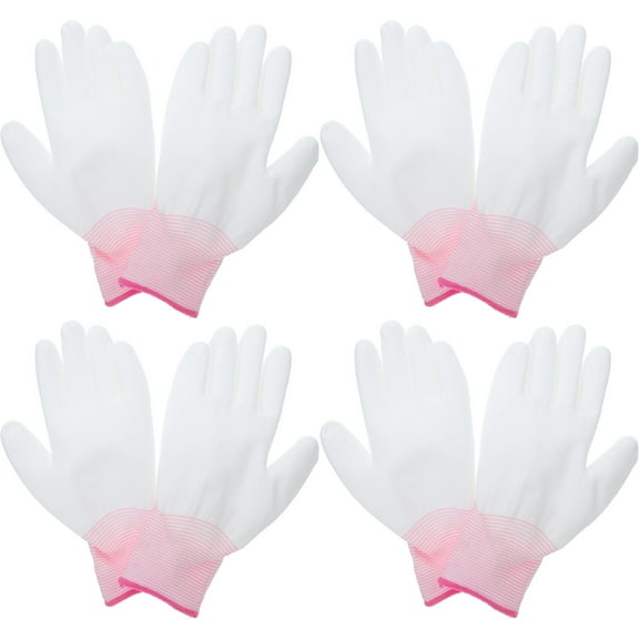 Masteelf Pink Anti-Static Gloves for Work Made from Polyester and Nylon with PU Coated Fingers 12PCS